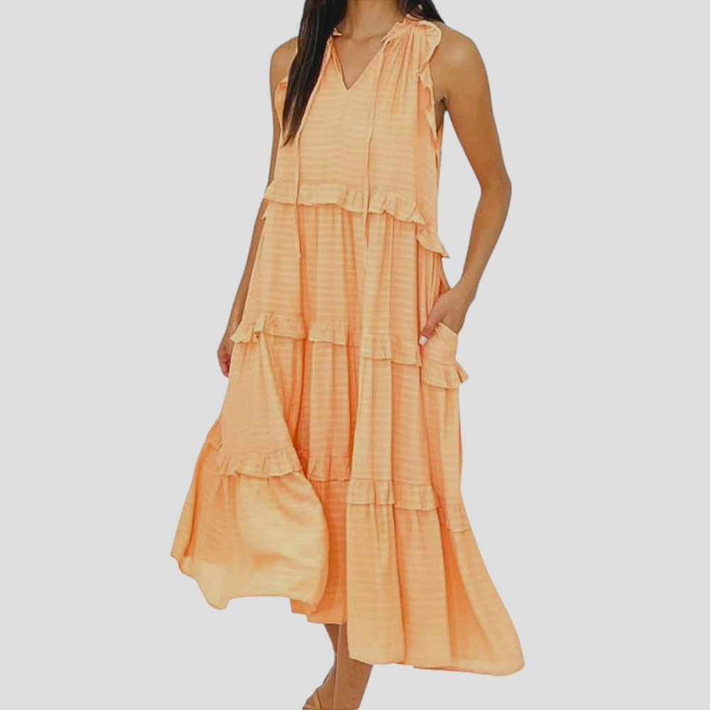 Talulah Mockingbird Tiered Cottagecore Halter Midi Dress Women's Sz Medium